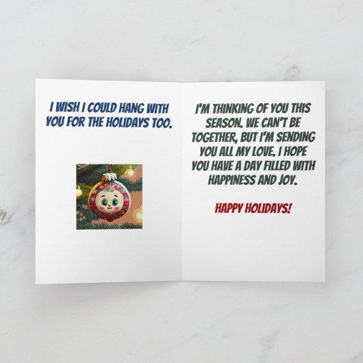 クリスマスぶら下がったの休暇がおもしろい好きだ カード (内部)