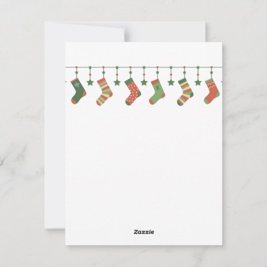 クリスマスぶら下がったの季節の靴下カラフル シーズンカード (裏面)