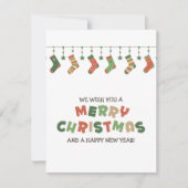 クリスマスぶら下がったの季節の靴下カラフル シーズンカード (正面)