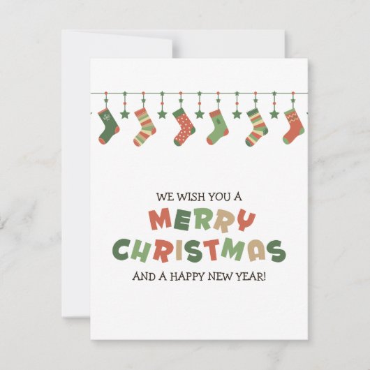 クリスマスぶら下がったの季節の靴下カラフル シーズンカード (正面)