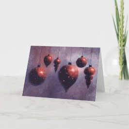 クリスマスぶら下がったの赤いバウブルズフォードホリデーカード シーズンカード