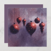 クリスマスぶら下がったの赤いボーブルフラットカード (正面/裏面)