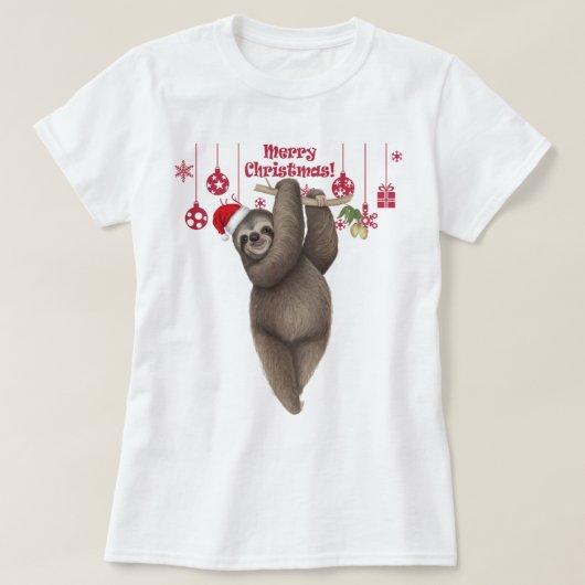 クリスマスぶら下がった版のスロース Tシャツ (デザイン正面)