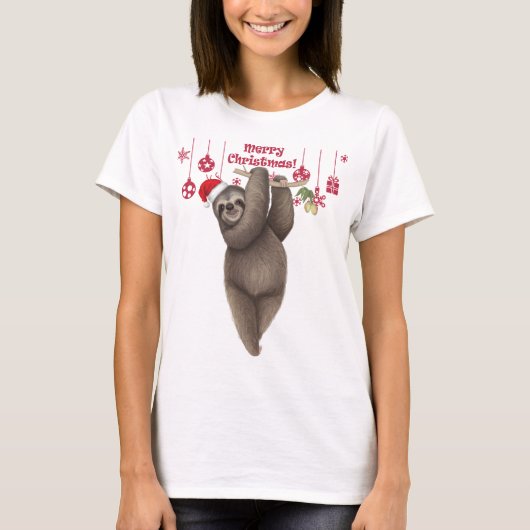 クリスマスぶら下がった版のスロース Tシャツ (正面)
