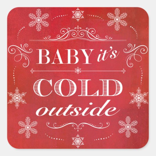 クリスマスまたはアパーズスキーの雪赤と白片 スクエアシール (正面)