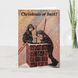 クリスマスまたはバスト、男の子の煙突のスイープアンティーク写真 シーズンカード