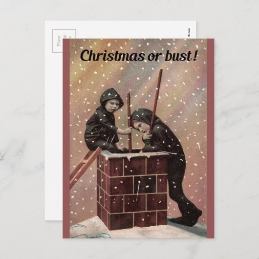 クリスマスまたはバスト、男の子の煙突のスイープアンティーク写真 シーズンポストカード (正面/裏面)