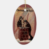 クリスマスまたはバスト、男の子の煙突のスイープアンティーク写真 セラミックオーナメント (右)