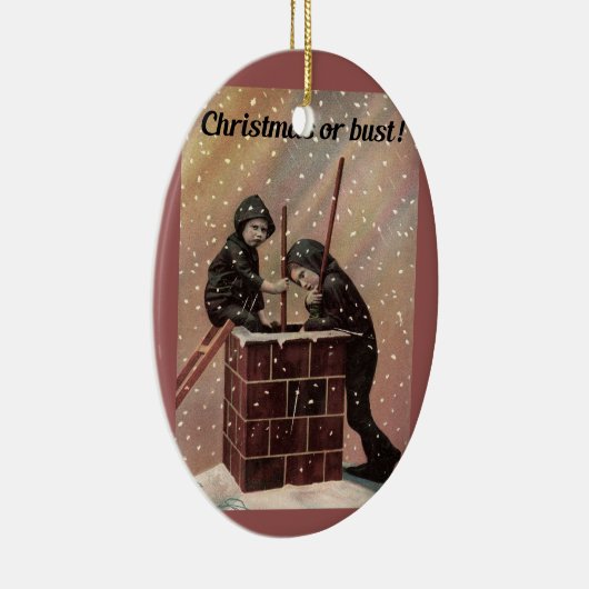 クリスマスまたはバスト、男の子の煙突のスイープアンティーク写真 セラミックオーナメント (右)