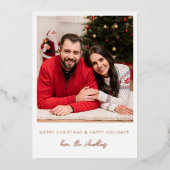 クリスマスまたはホリデーインスタントフォト - プリント柄 箔招待状 (正面)