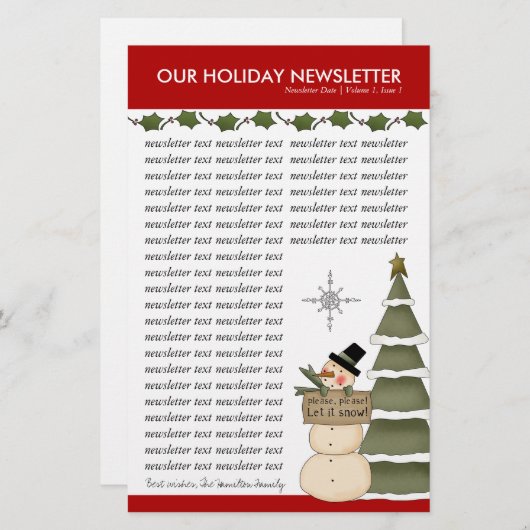 クリスマスまたはホリデーファミリーニュースレターテンプレート 便箋