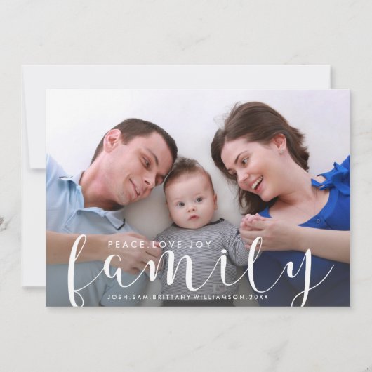 クリスマスまたは新年ハッピーホリデーファミリーフォト シーズンカード (正面)