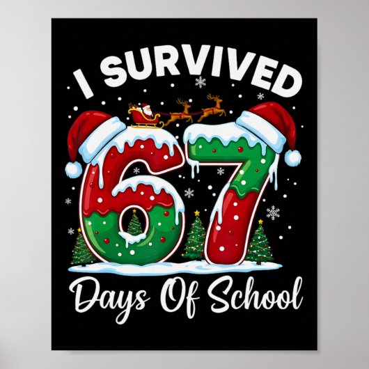 クリスマスまでのカウントダウン 学校生活を67日乗り切った ポスター (正面)