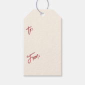 クリスマスまでのピンクの格子模様のポインセチア ギフトタグ (正面)