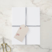 クリスマスまでのピンクの格子模様のポインセチア ギフトタグ (より糸付き)