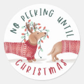 クリスマスまでピークなし | Dachshund Dogセーター ラウンドシール (正面)