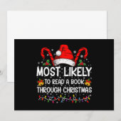 クリスマスまで本を読み続ける可能性が最も高い 招待状 (正面/裏面)