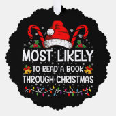 クリスマスまで本を読み通す可能性が最も高い オーナメントカード (正面)