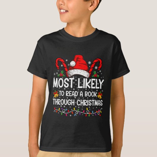 クリスマスまで本を読み通す可能性が最も高い Tシャツ (正面)
