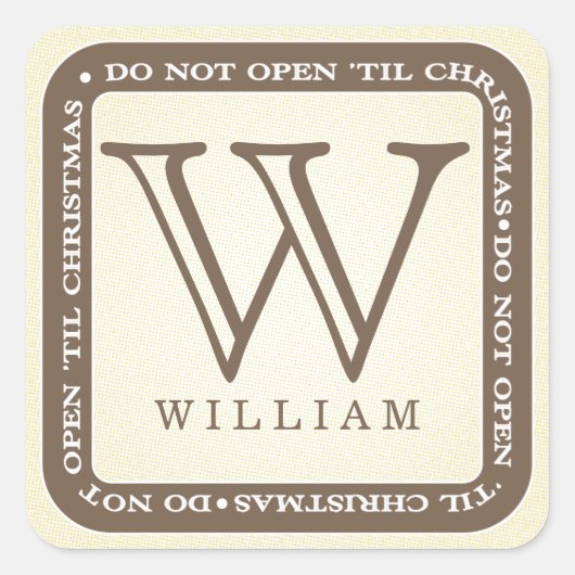 クリスマスまで開かないパーソナライズされたギフトステッカー スクエアシール (正面)