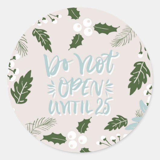 クリスマスまで開かない白いホリー植物体 ラウンドシール (正面)