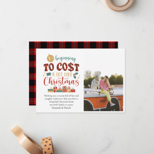 クリスマスみたいにだいぶ金がかかってきた ノートカード (正面/裏面インサイチュ)