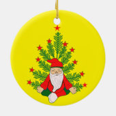 クリスマスめい想ツリーの下でサンタ セラミックオーナメント (裏面)