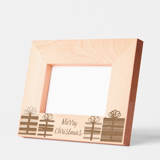 クリスマスめでたいプレゼントとプレゼント レーザー彫刻フレーム (左)