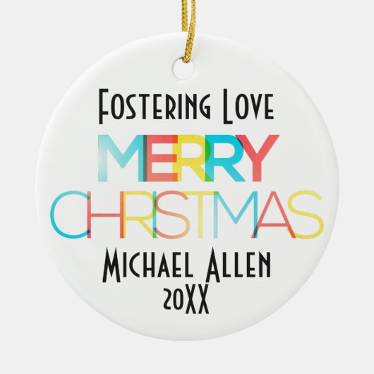 クリスマスめでたい贈り物を愛して育てる セラミックオーナメント (正面)