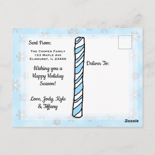 クリスマスめでたい雪だるま ポストカード (裏面)