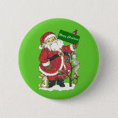 クリスマスめでたくサンタ毛皮の動物 缶バッジ (正面)