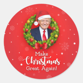 クリスマスもアメリカを偉大に Trump MAGA ジョーク ギフト ラウンドシール