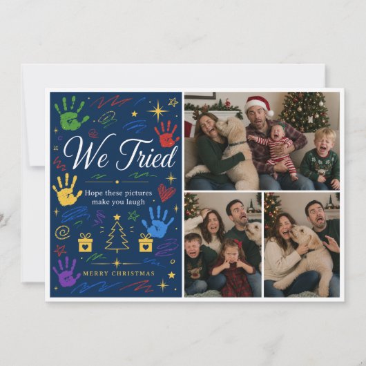 クリスマスやってみた | 面白い家族の写真 シーズンカード (正面)