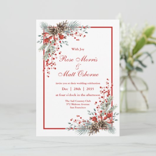 クリスマスや冬の結婚式を一挙に挙げる 招待状 (スタンド正面)