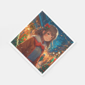 クリスマスや大晦日のアニメの少女 スタンダードランチョンナプキン (角)