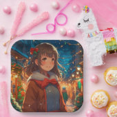 クリスマスや大晦日のアニメの少女 ペーパープレート (パーティー)