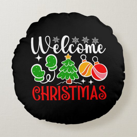 クリスマスようこそ ラウンドクッション (正面)