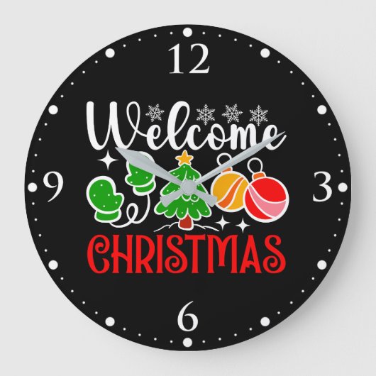 クリスマスようこそ ラージ壁時計 (正面)