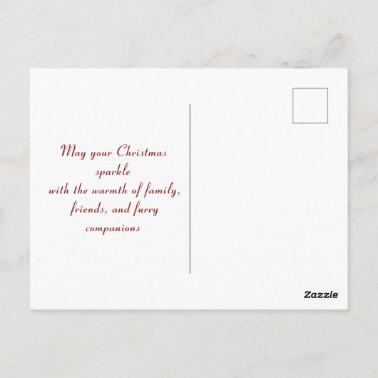 クリスマスよくはしゃぐの子ネコが木のそばにオーナメント ポストカード (裏面)