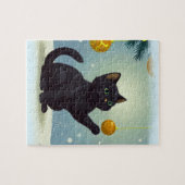 クリスマスよくはしゃぐ子猫 ジグソーパズル (横)