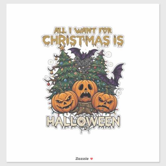 クリスマスよりもハロウィンのかぼちゃの木に蝙蝠 シール (シート)