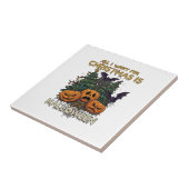 クリスマスよりもハロウィンのかぼちゃの木に蝙蝠 タイル (側面)