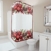 クリスマスりんご松コーンホリーベリー シャワーカーテン (インサイチュ)
