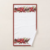 クリスマスりんご松コーンホリーベリー バスタオルセット (ハンドタオル)