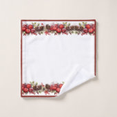 クリスマスりんご松コーンホリーベリー バスタオルセット (ウォッシュタオル)