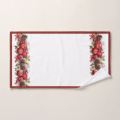 クリスマスりんご松コーンホリーベリー バスタオルセット (ハンドタオル)