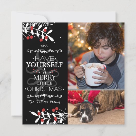 クリスマスをあなた自身で… 赤い実のフォトカード シーズンカード (正面)