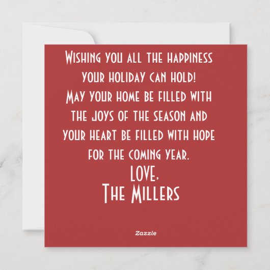 クリスマスをお祝いします シーズンカード (裏面)