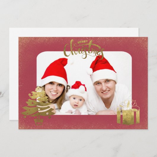 クリスマスをお祝いします 私たちの家族からあなたの家族へ フォト シーズンカード (正面/裏面)