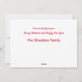 クリスマスをお祝いします 私たちの家族からあなたの家族へ フォト シーズンカード (裏面)